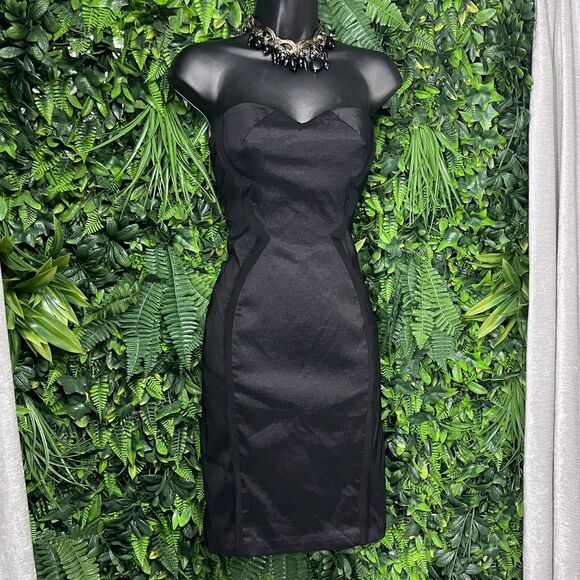 ZAC POSEN Z SPOKE Dress Women 0 Black Strapless Mini Cocktail Party Bodycon 2056 - Picture 3 of 9